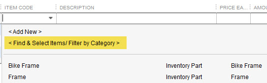 Item Categories in QuickBooks