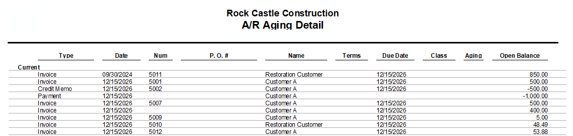 Grid Lines on A/R Aging Detail Report.  
